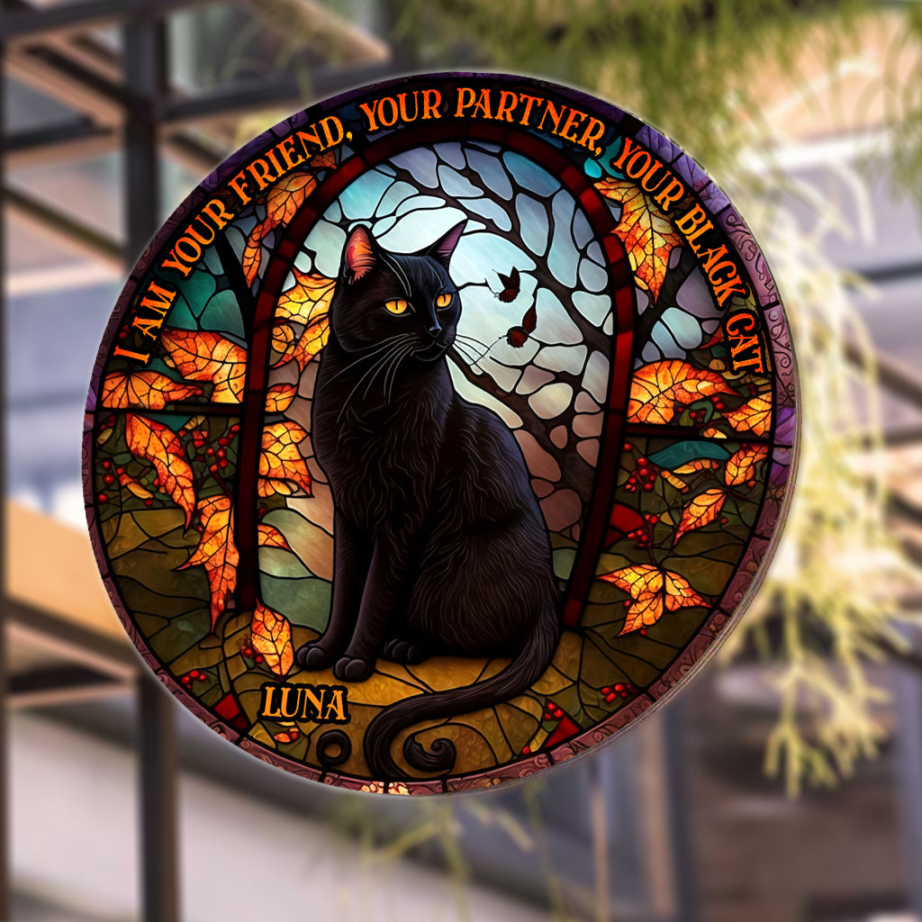 Black Cat - Personalized Black Cat Round Metal Sign