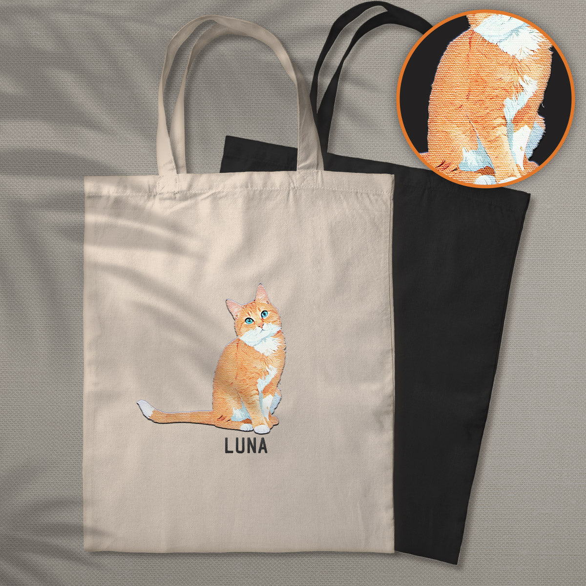 Custom 2D Photo - Personalized Cat Embroidered Tote Bag