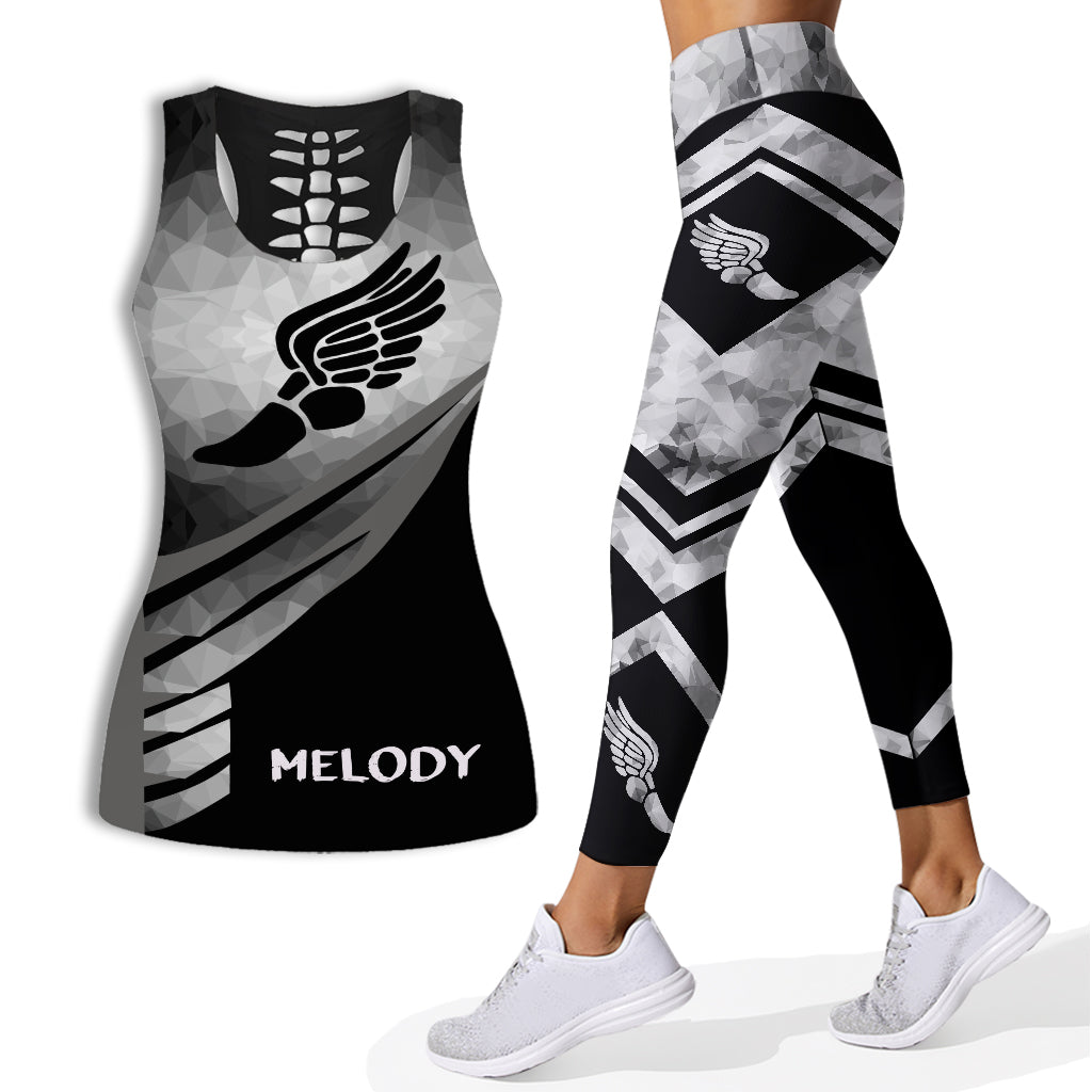 I Won't Quit Until I'm Fit - Personalized Running Hollow Tank Top and Leggings
