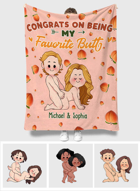 Congrats On Being My Favorite Butt - gift for husband, wife, boyfriend, girlfriend - Personalized Blanket