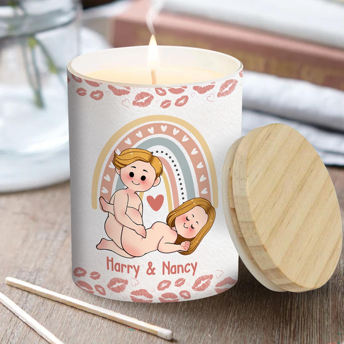 Welcome To The Poundtown Inappropriate Adult - Personalized Couple Candle With Wooden Lid