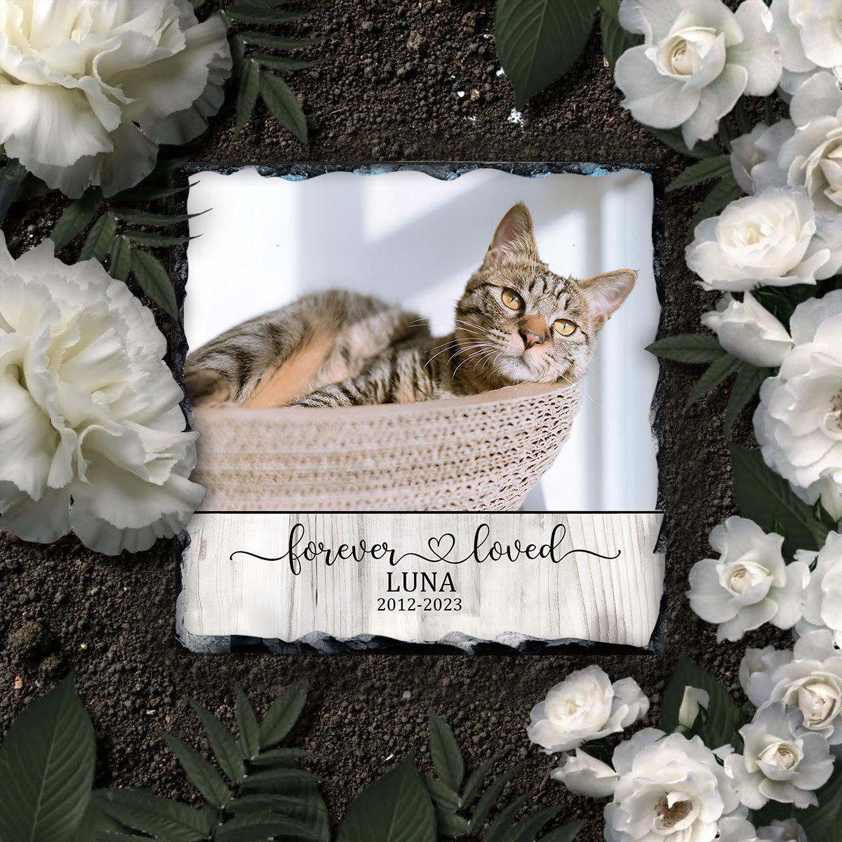 Forever Loved Cat Dog - Gift for dog lovers, who lost cat, who lost dog - Personalized Square Shaped Stone