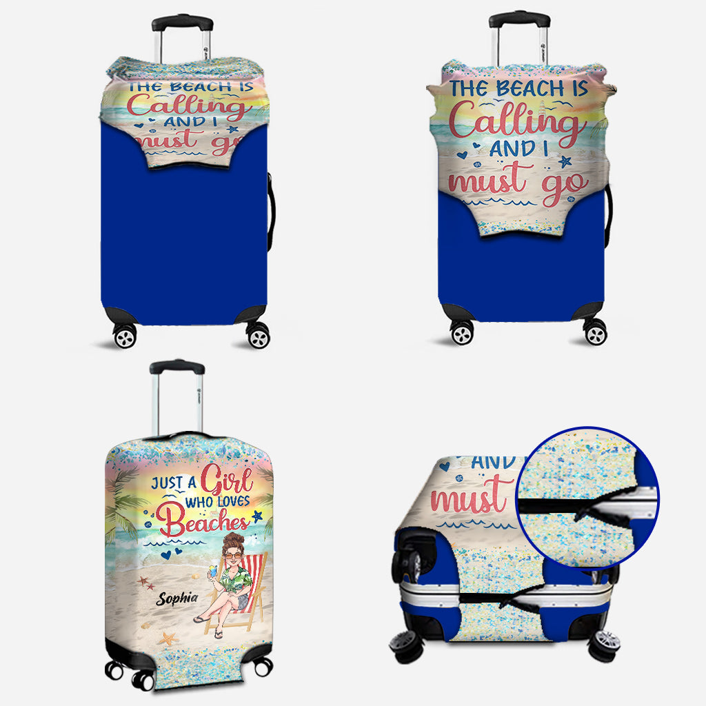 Just A Girl Who Loves Beach - Personalized Sea Lover Luggage Cover