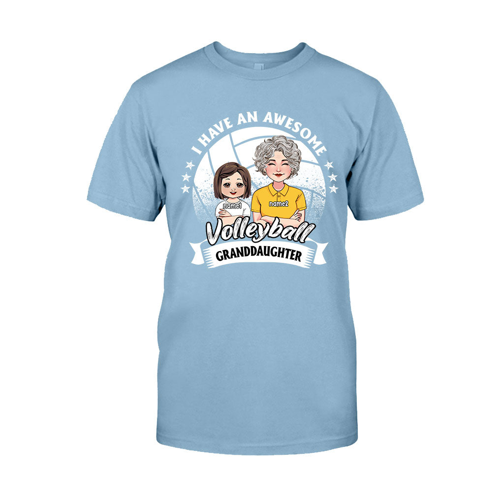 Awesome Volleyball Granddaughter - Personalized Volleyball T-shirt And Hoodie