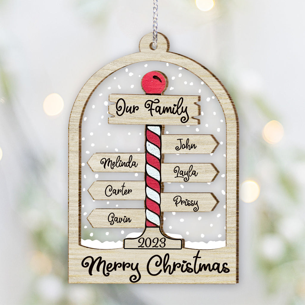 Merry Christmas - Personalized Family Layers Mix Ornament