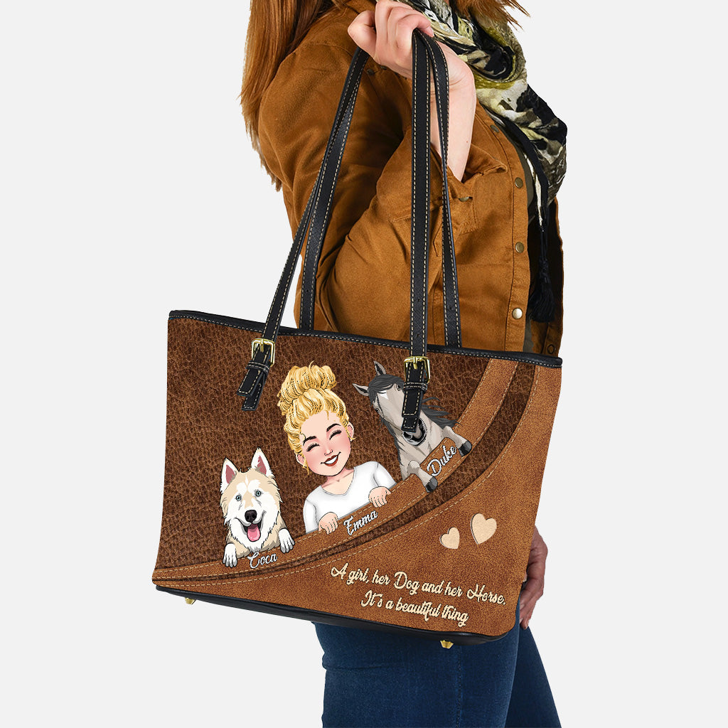 What A Beautiful Thing - Horse gift for dog lover, cat lover - Personalized Leather Bag