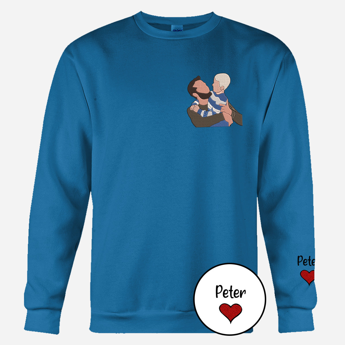 Custom 2D Photo - Personalized Step Dad Embroidered Sweater