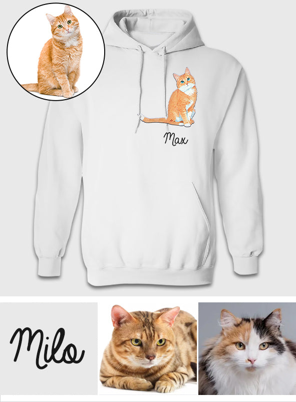 Custom 2D Photo - Personalized Cat Embroidered Hoodie