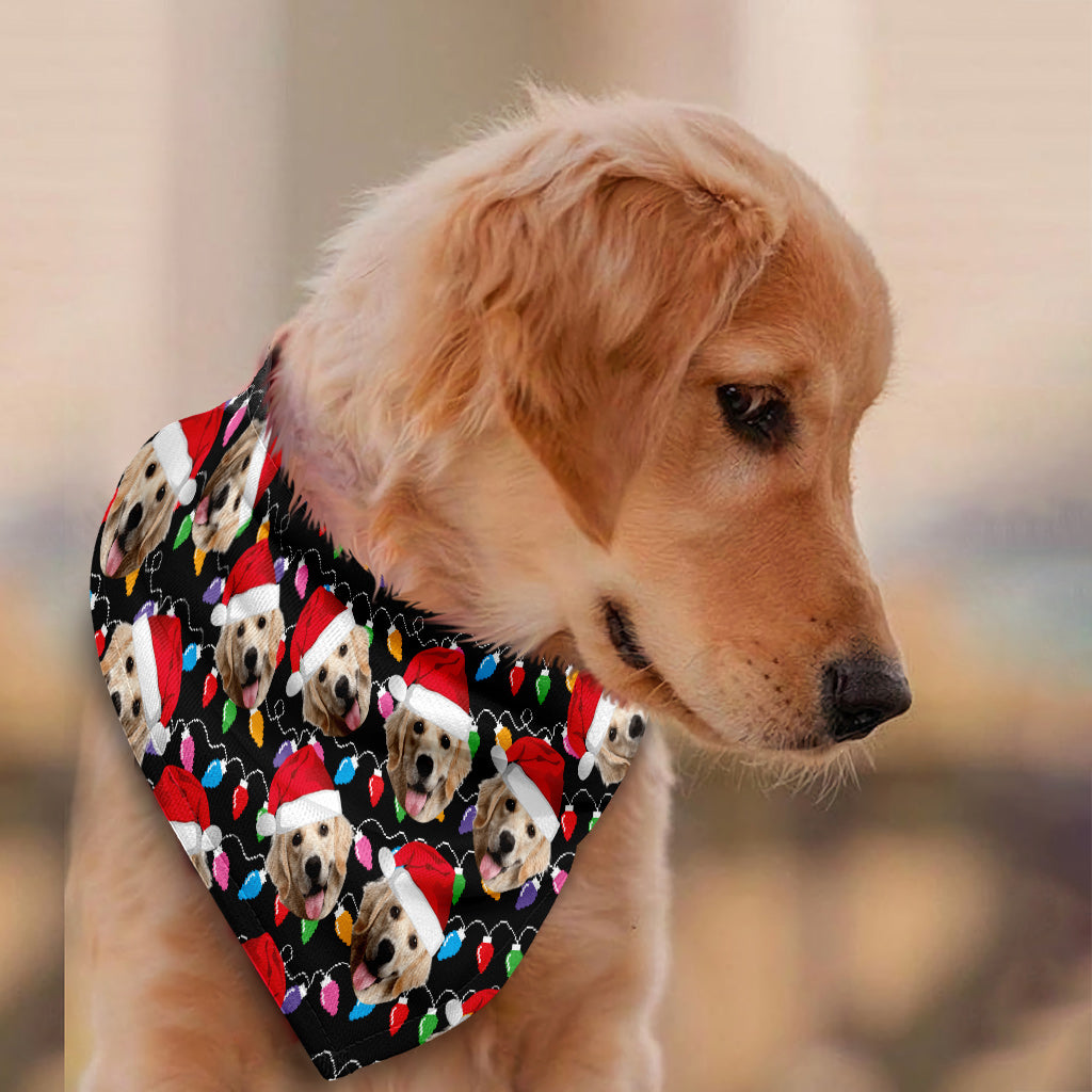 Any Photo Upload Colorful Christmas Light - Personalized Dog Pet Bandana