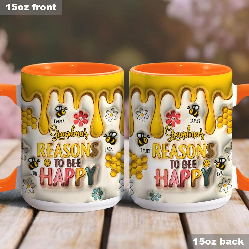 Grandma’s Reasons To Bee Happy - Gift for grandma - Personalized Accent Mug