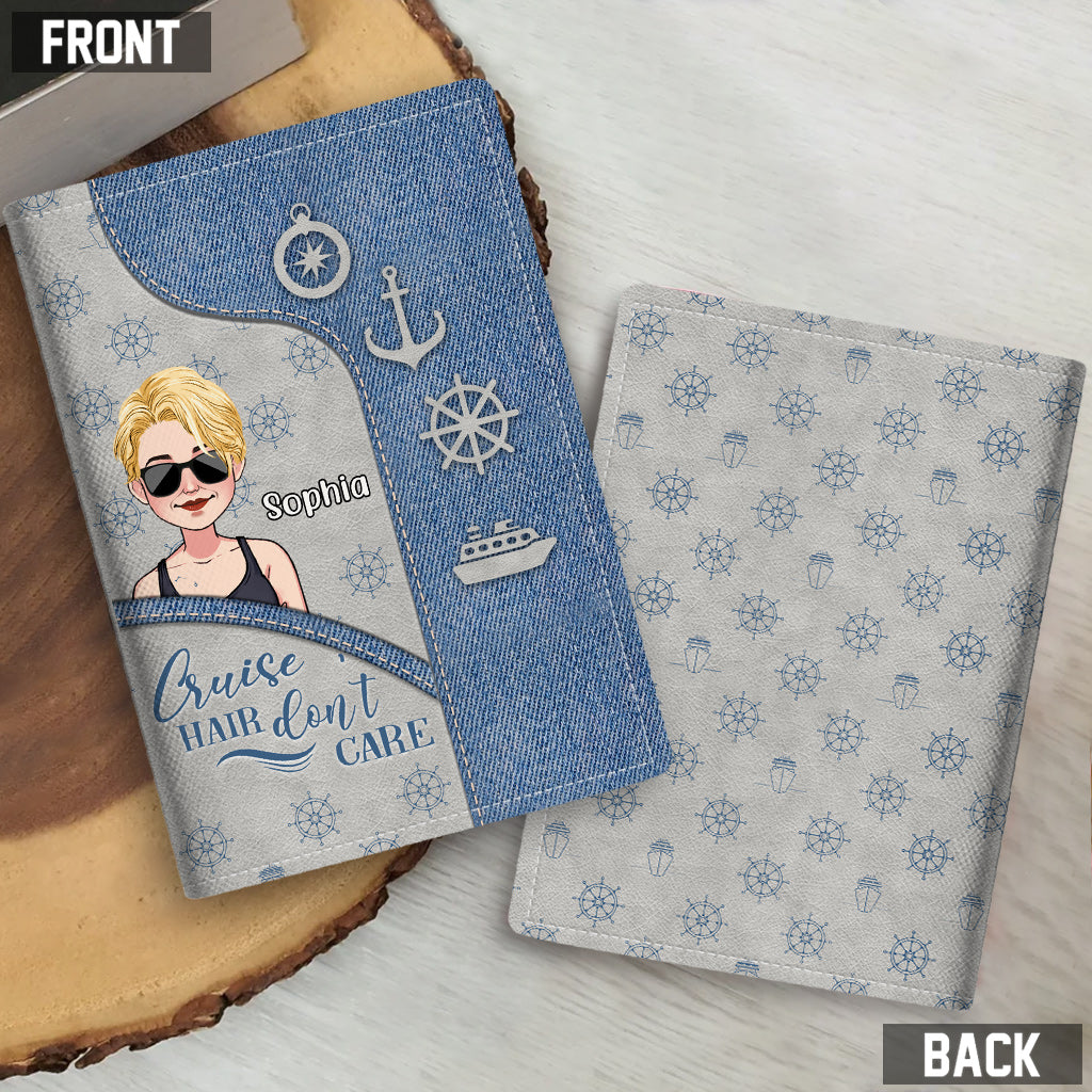 Cruise Hair Don't Care - Personalized Cruising Passport Holder