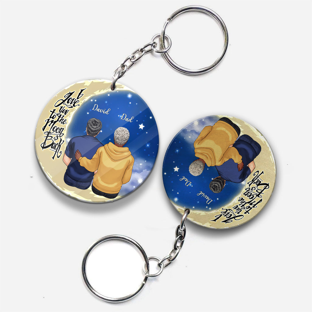 To The Moon And Back - Gift for grandma, mom, dad, grandpa - Personalized Keychain