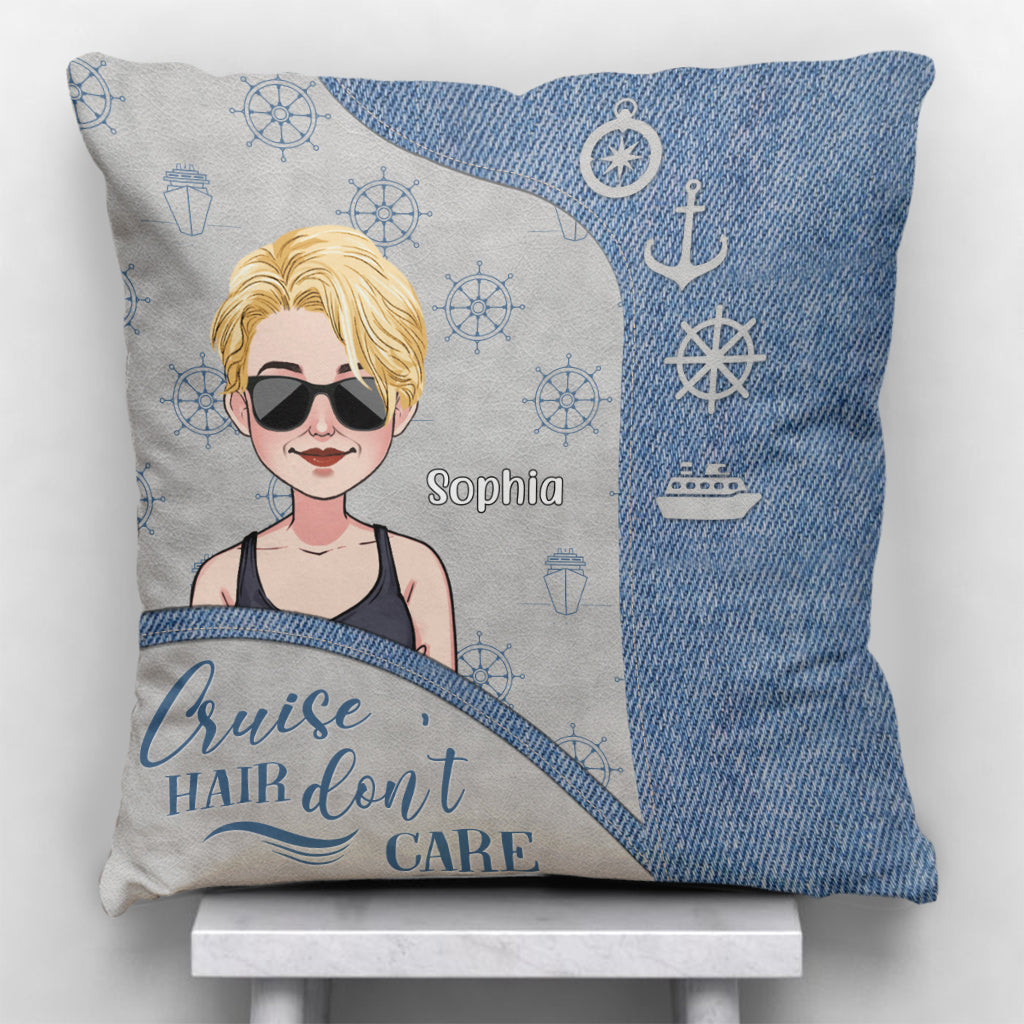 Cruise Hair Don't Care - Personalized Cruising Throw Pillow
