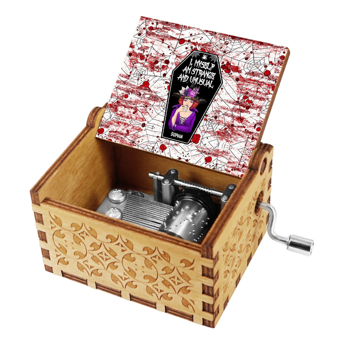 I Myself Am Strange and Unusual - Personalized Witch Hand Crank Music Box