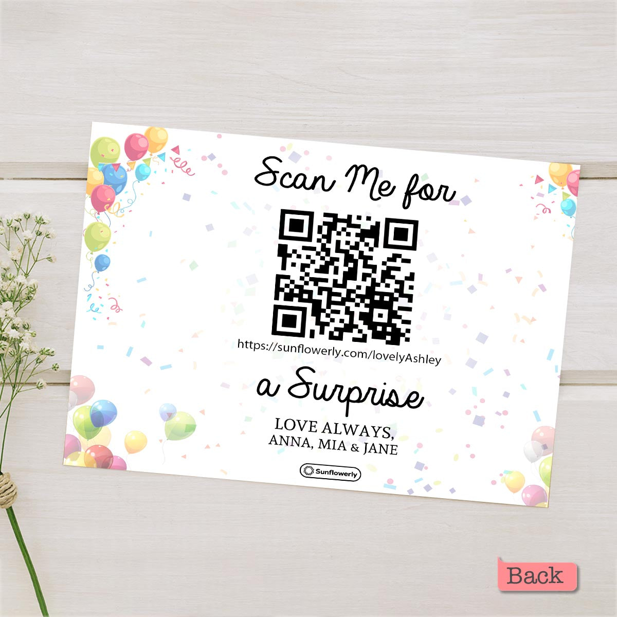 Birthday Balloon With Personlized Portrait - Personalized QR Greeting Card