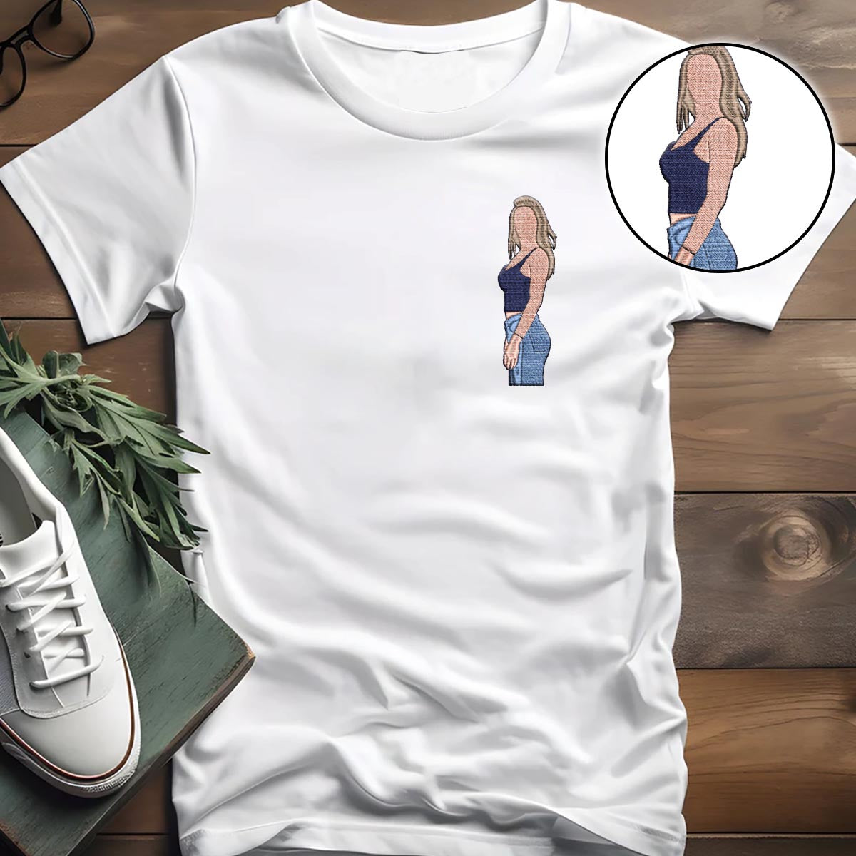 Custom 2D Photo - Personalized Daughter Embroidered T-shirt