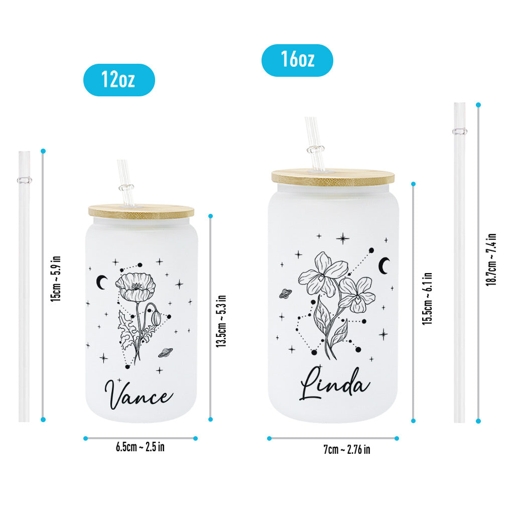 Zodiac Sign Birth Flower - Personalized Horoscope Can Glass