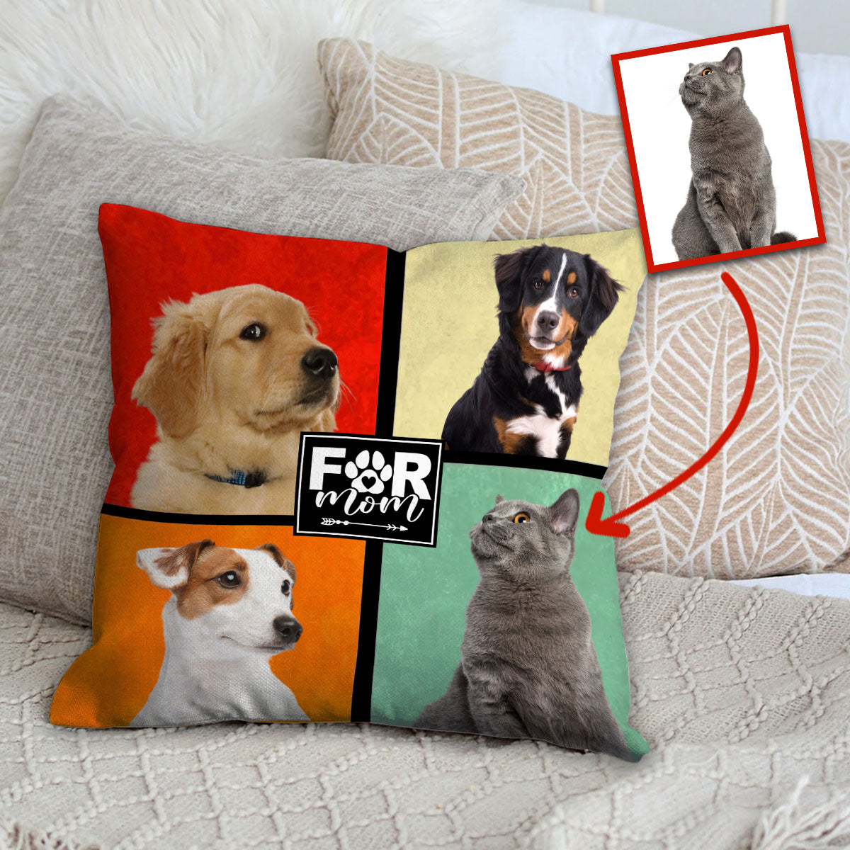 Dog Mom/ Cat Mom/ Fur Dad.... - Gift for dog lovers, cat lover - Personalized Throw Pillow