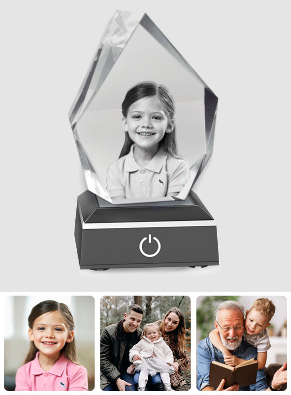 Custom Photo - Personalized Daughter Laser Engraving 3D Iceberg Shaped Crystal Lamp