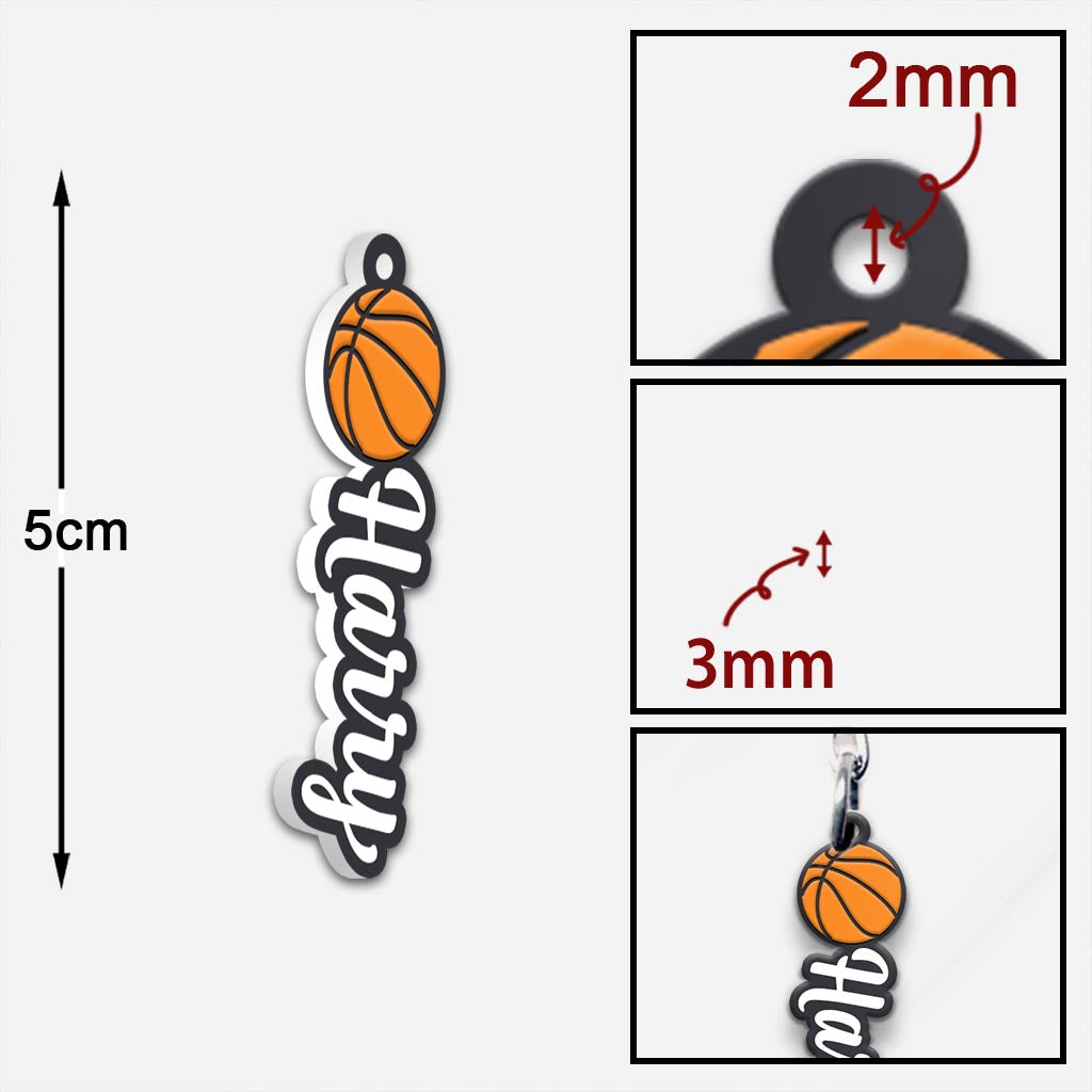 Basketball Name Tag - Personalized Basketball Keychain