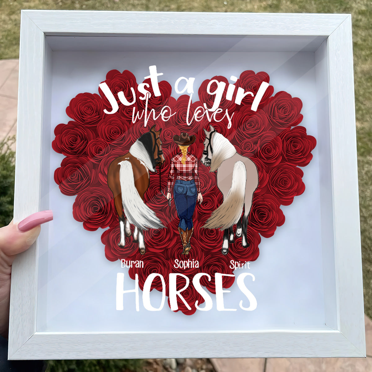 Discover Just A Girl Who Loves Horses - Personalized Horse Flower Shadow Box