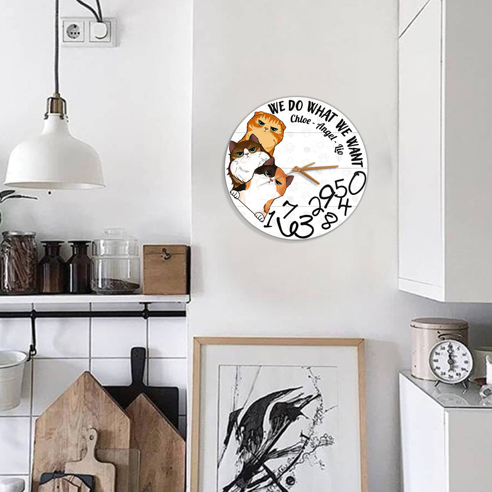 I Do What I Want - Personalized Cat Wall Clock