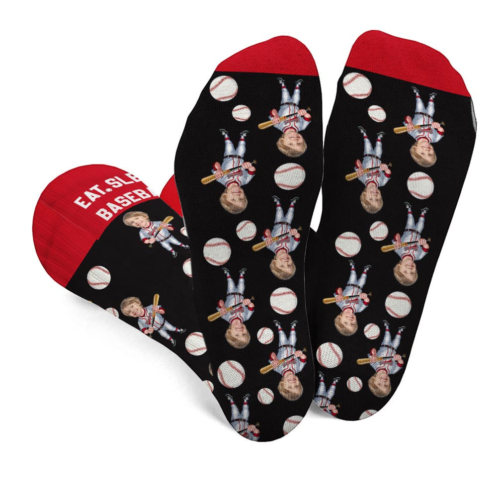 Eat Sleep Baseball - Personalized Baseball Socks