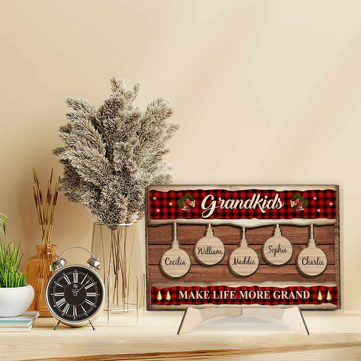 Grandkids Make Life More Grand - Personalized Grandma 2 Layered Wood Sign / Wood Plaque