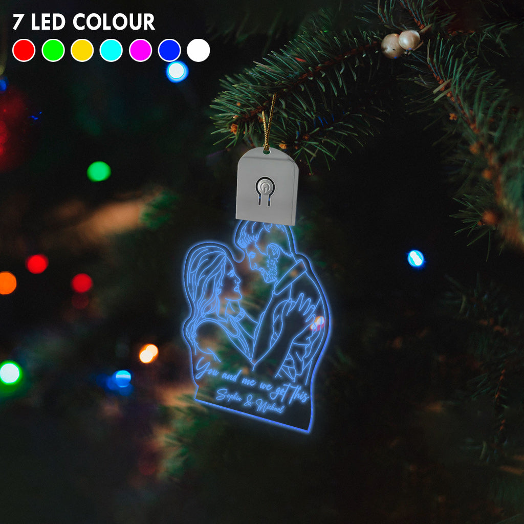 Line Drawing Couple - Personalized Couple Led Acrylic Ornament