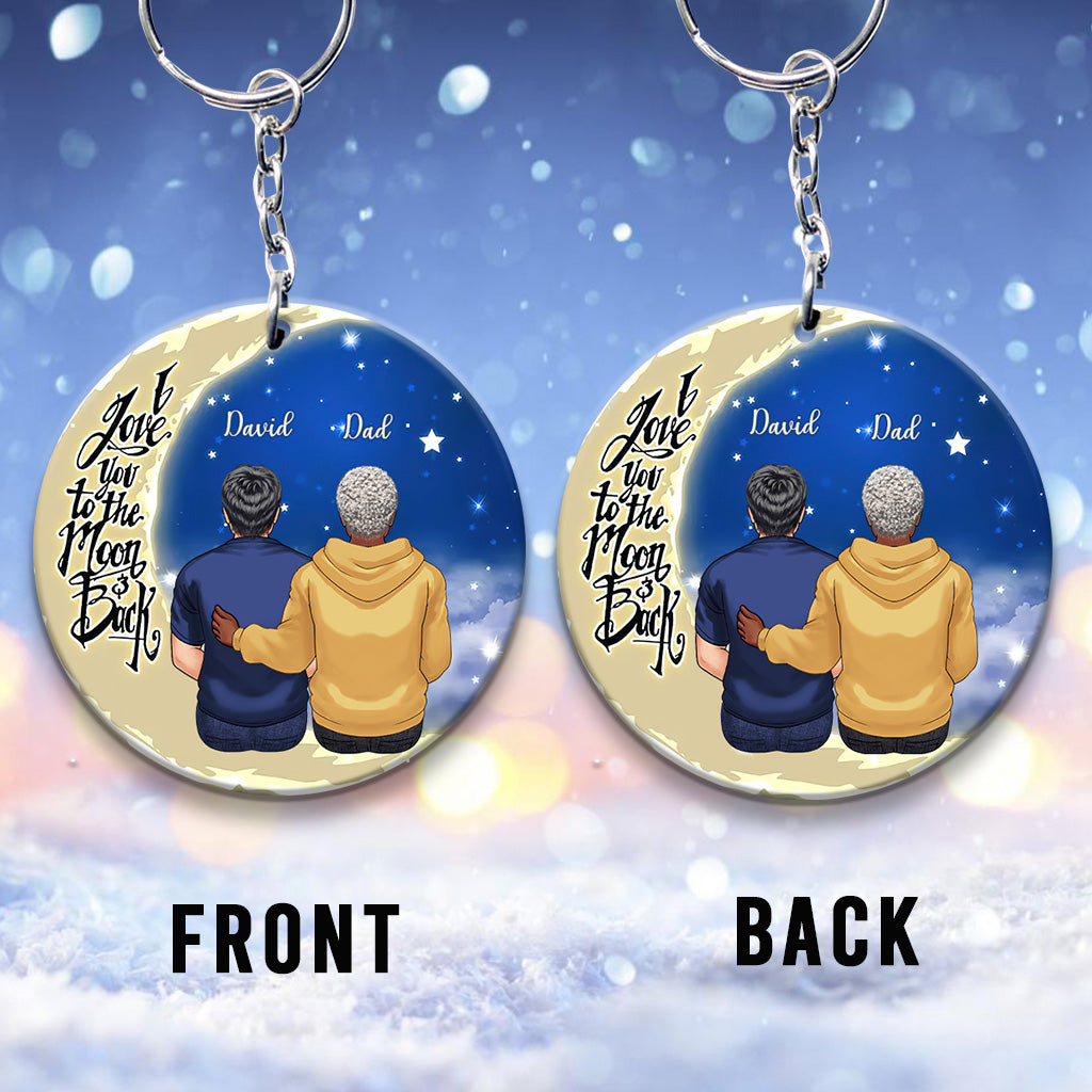 To The Moon And Back - Gift for grandma, mom, dad, grandpa - Personalized Keychain