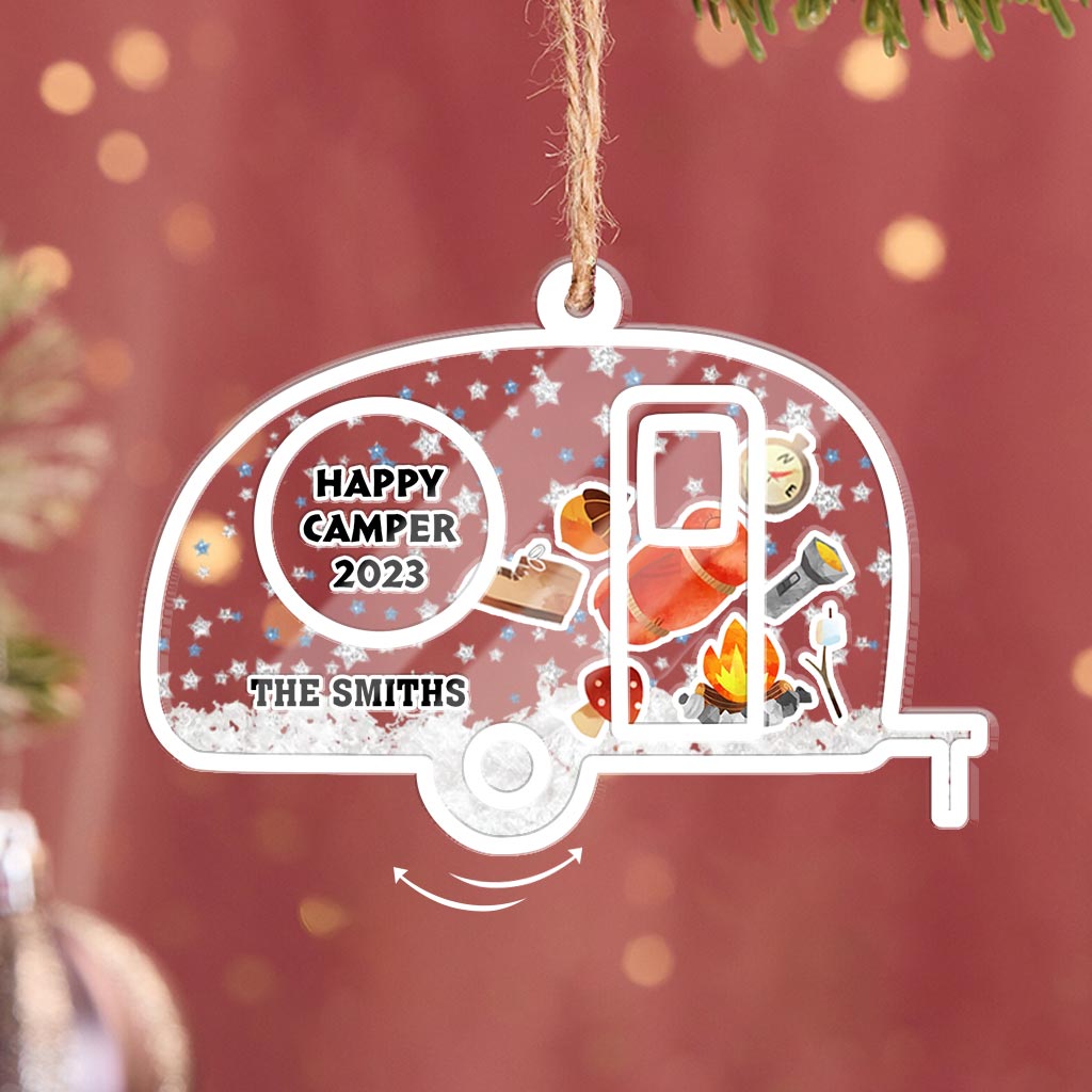 Happy Campers Merry Christmas - Personalized Camping 3 Layered Shaker Ornament