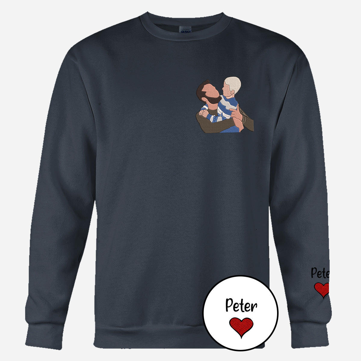 Custom 2D Photo - Personalized Step Dad Embroidered Sweater