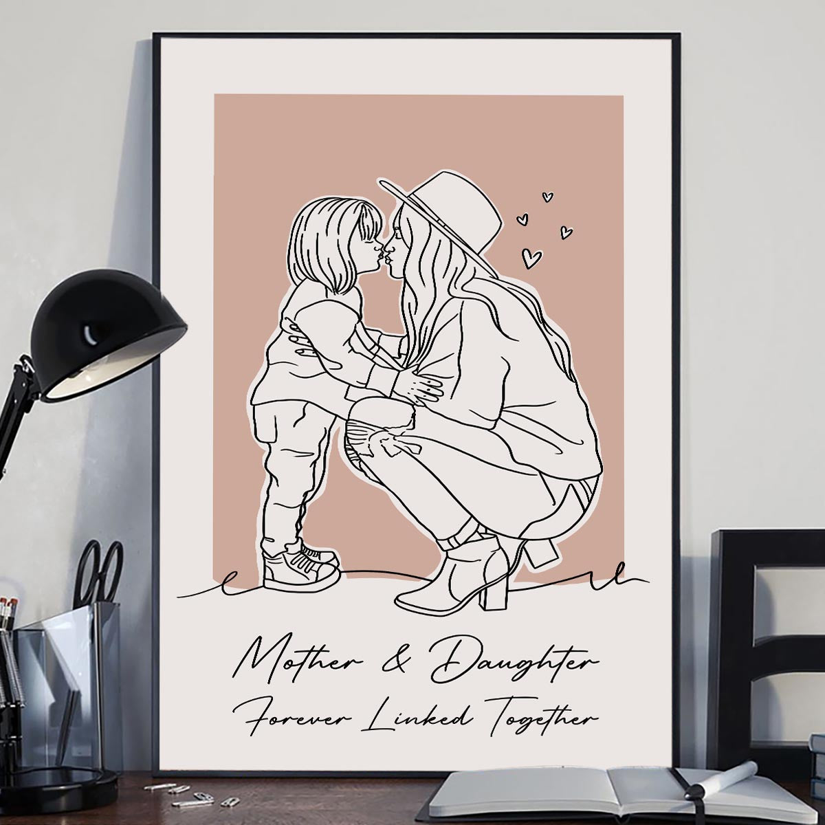 Custom Lineart Portrait - Personalized Mother Canvas And Poster