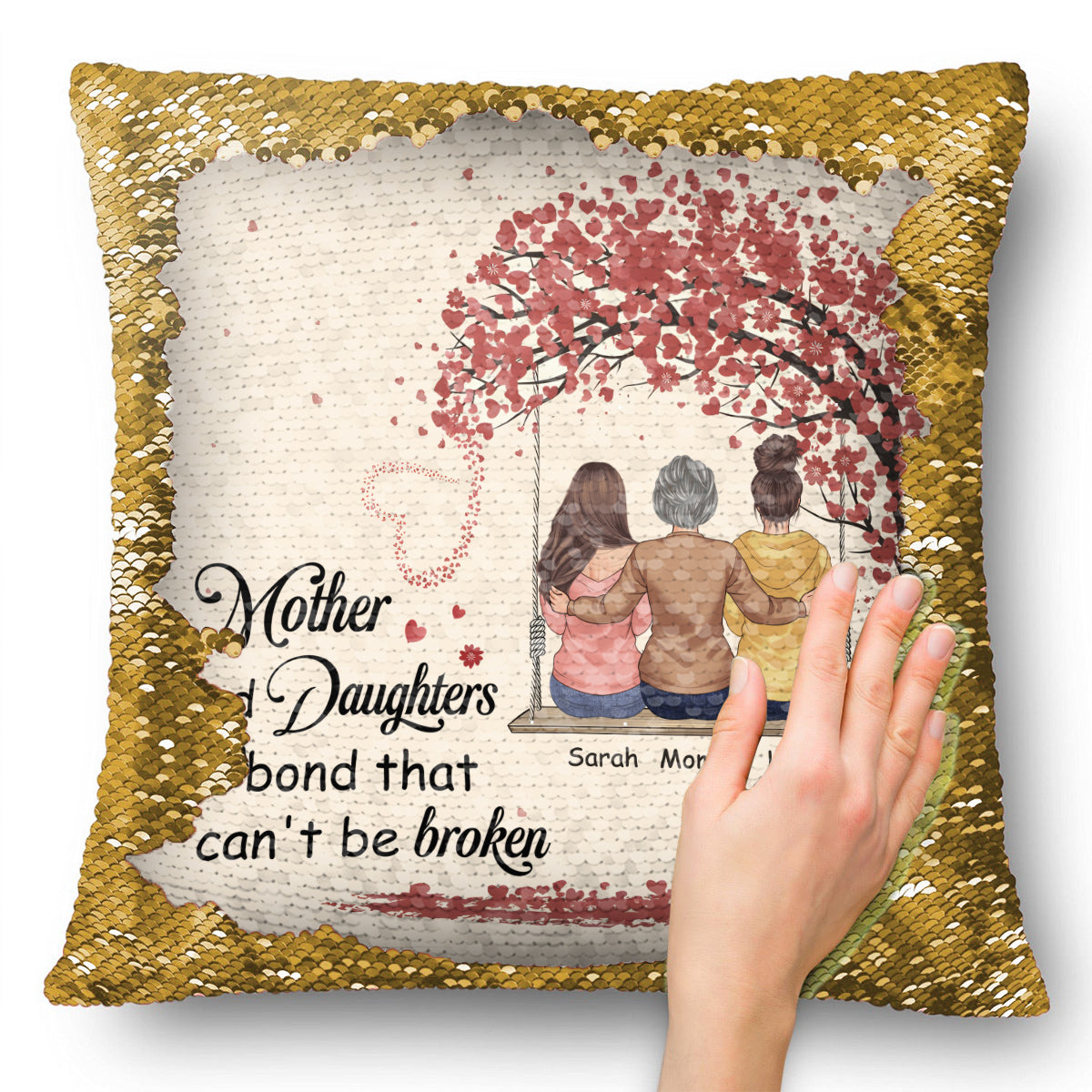 Mother And Daughter Son Children A Bond Can't Be Broken - Gift for mom - Personalized Sequin Pillow Cover