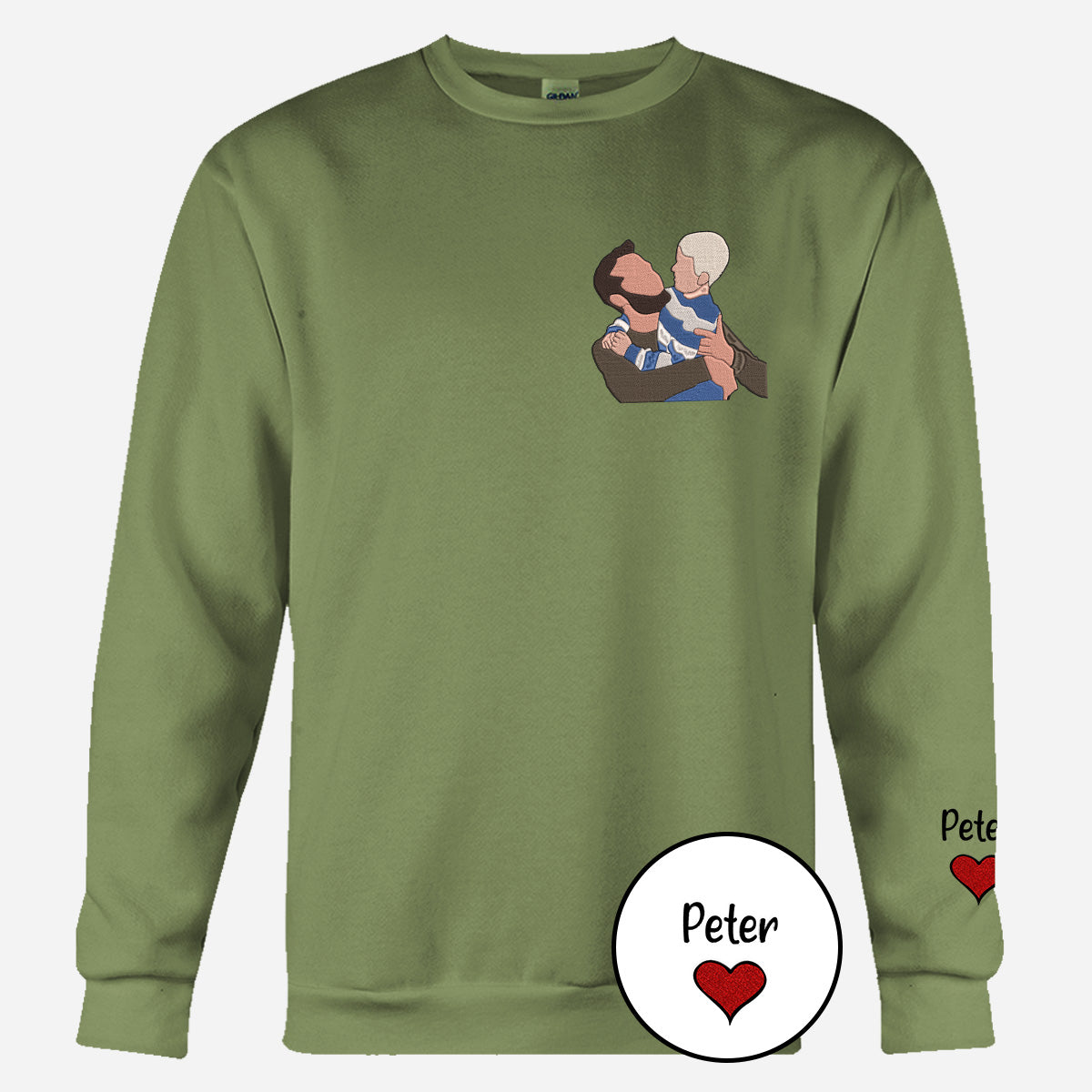 Custom 2D Photo - Personalized Step Dad Embroidered Sweater