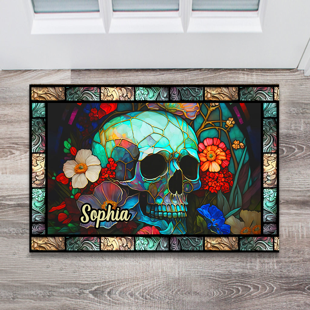Discover Floral Skull - Personalized Skull Doormat
