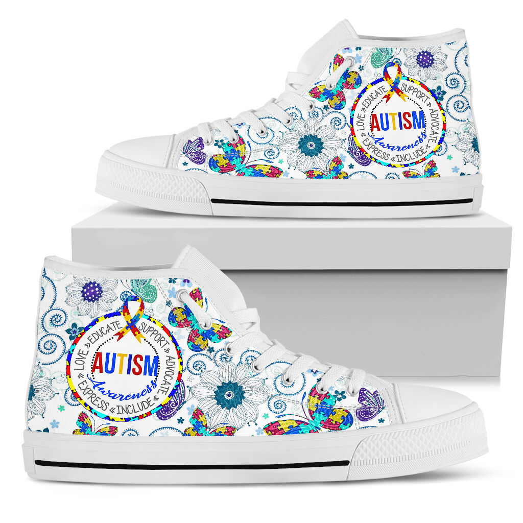 Autism Awareness Butterfly Ribbon Autism Awareness High Top Shoes 0622