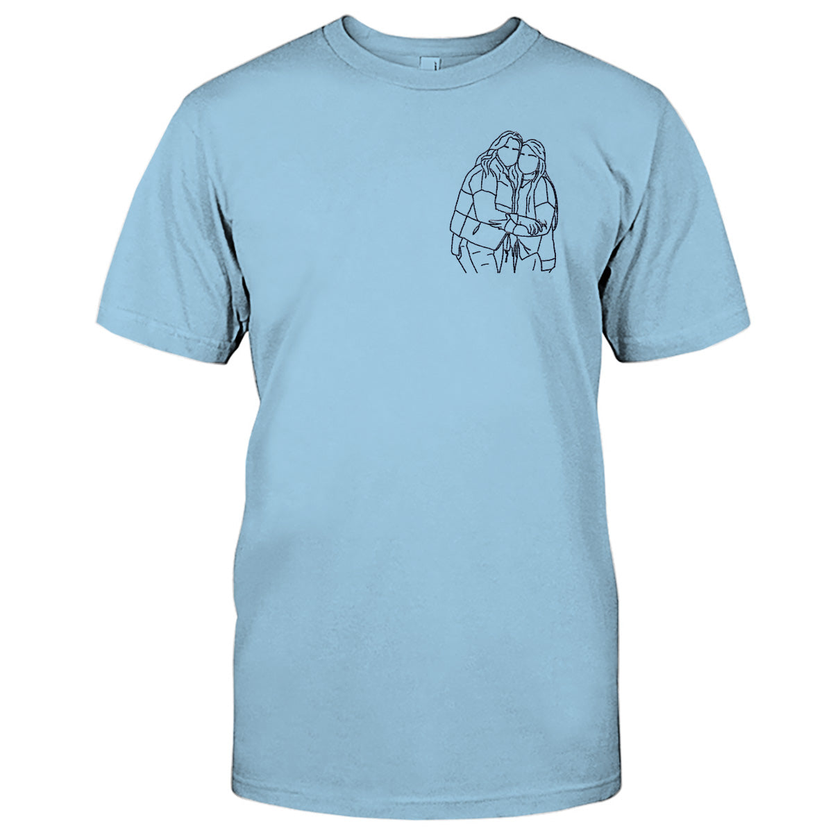 Custom Line Art - Personalized Bestie Embroidered T-shirt