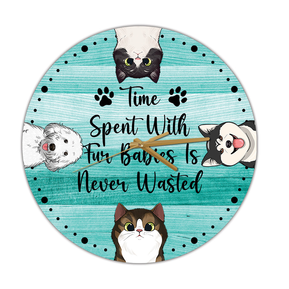 Time Spent With Cat - Personalized Cat Wall Clock