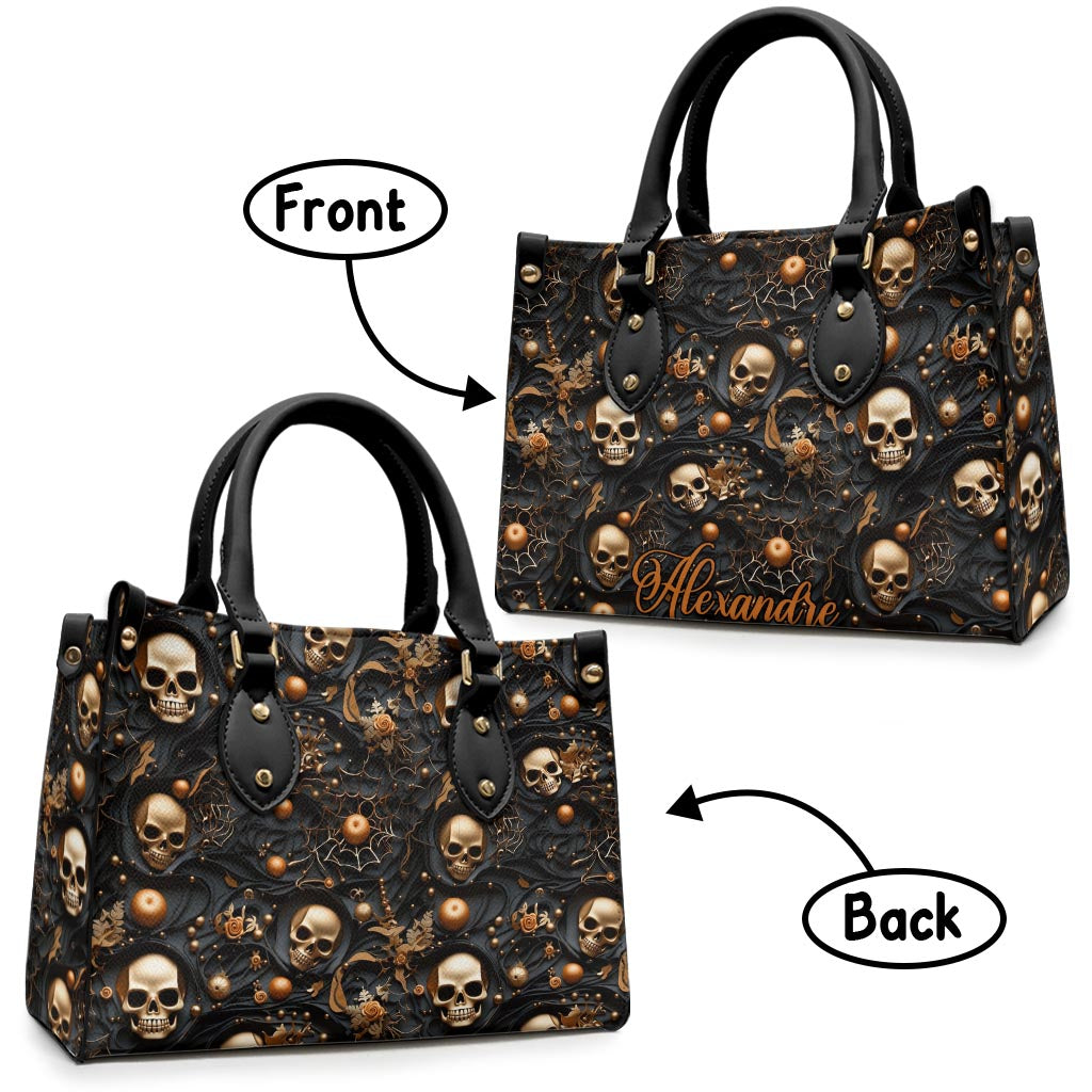 Gold Skull - Personalized Skull Leather Handbag