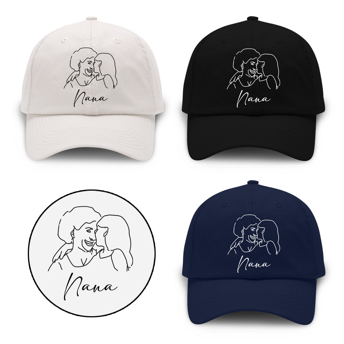 Custom Photo - Personalized Grandma Embroidered Classic Cap