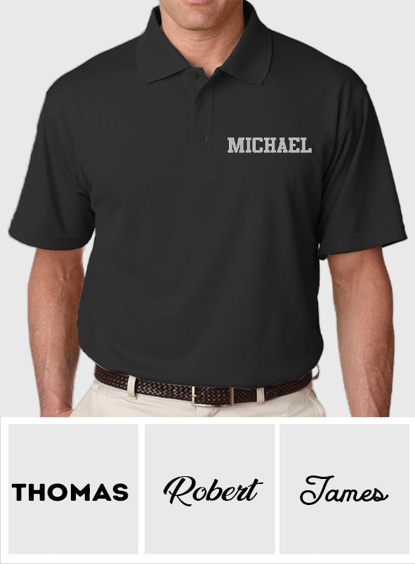 Custom Name - Personalized Step Dad Embroidered Polo Shirt