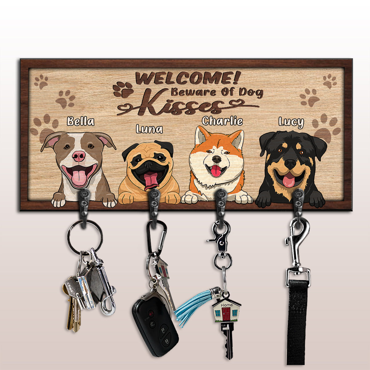 Let’s Go For A Walk - Personalized Dog Key Rack