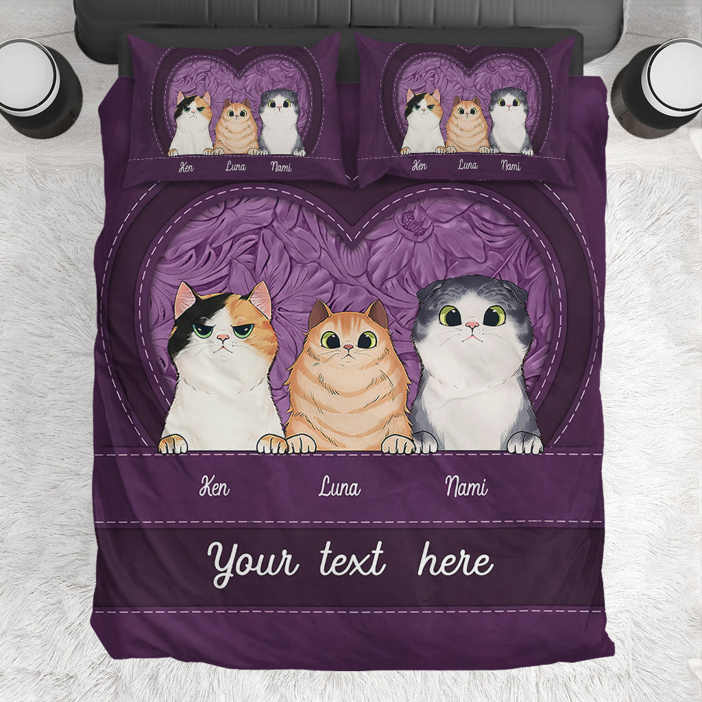 Cats In My Heart - Personalized Cat Bedding Set
