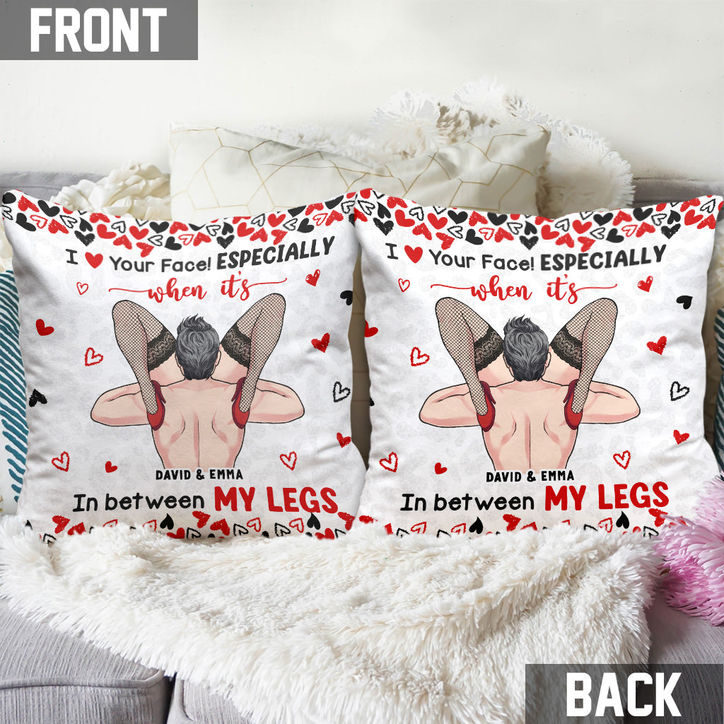 Naughty I Love Your Face - Personalized Couple Throw Pillow