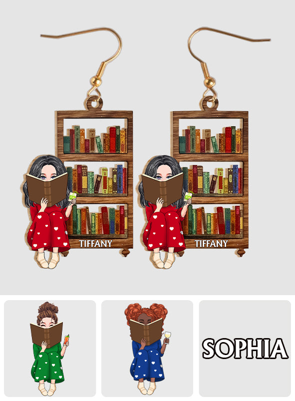 Custom Portrait Earrings For Book Lovers - Personalized Book Wooden Earrings