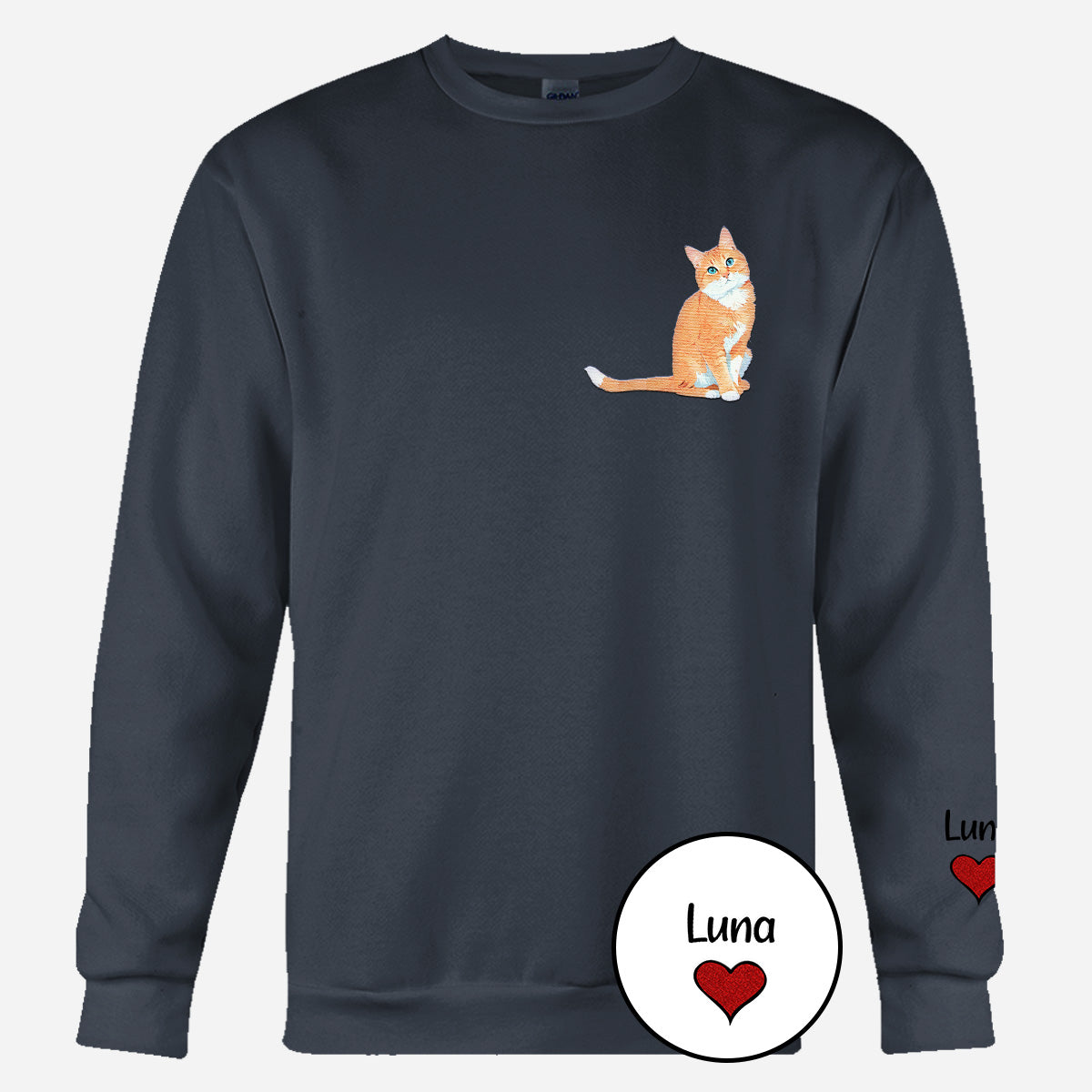 Custom 2D Photo - Personalized Cat Embroidered Sweater