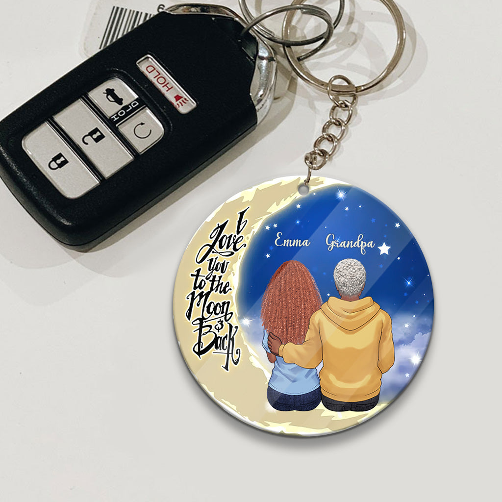 To The Moon And Back - Gift for grandma, mom, dad, grandpa - Personalized Keychain