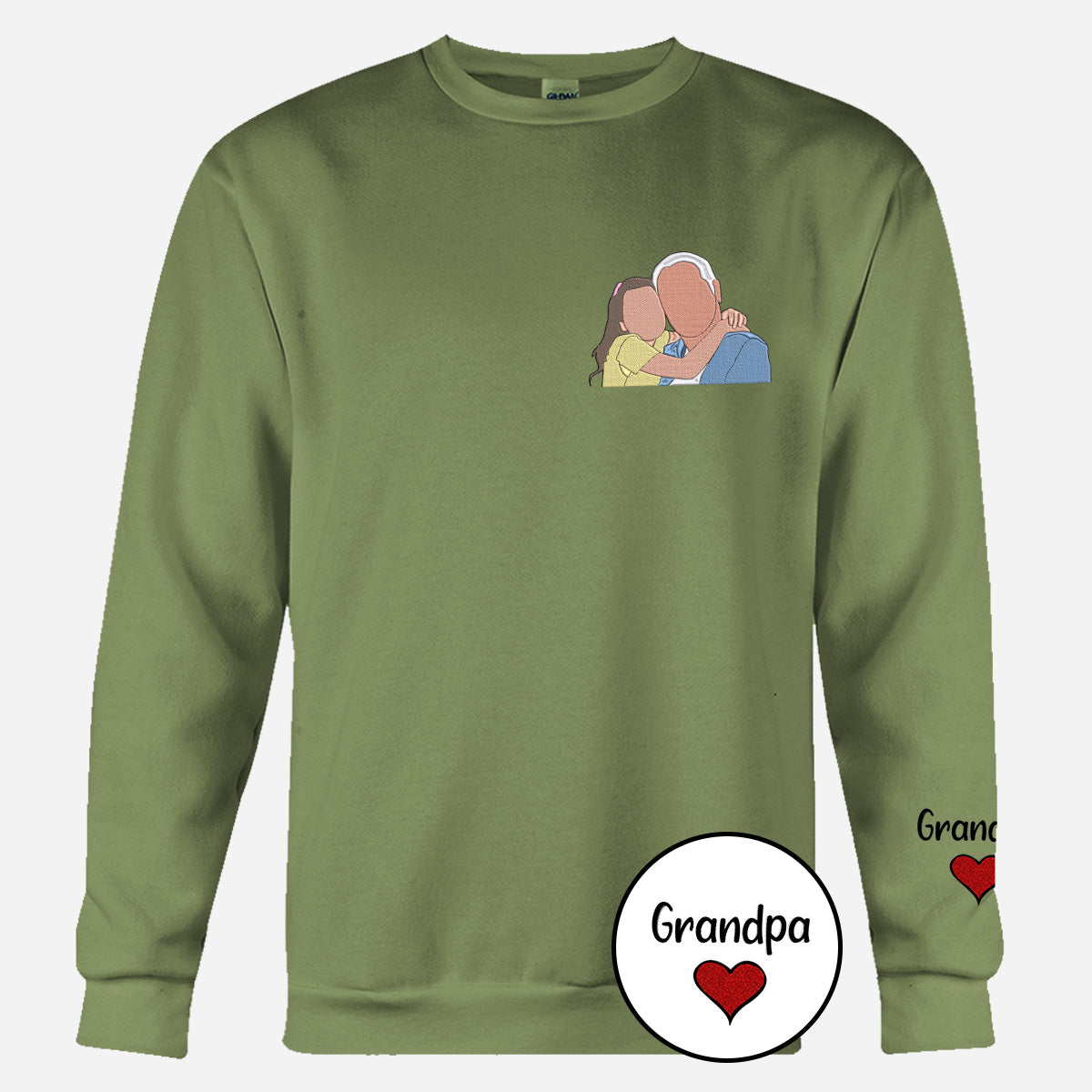 Custom 2D Photo - Personalized Grandpa Embroidered Sweater