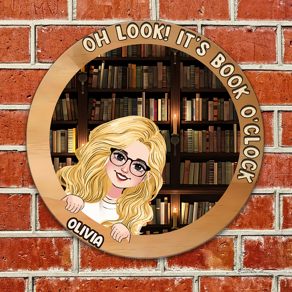 It's Book O'clock - Personalized Book Round Metal Sign